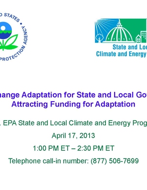 EPA Webcast Series on Climate Change Adaptation for State and Local Governments