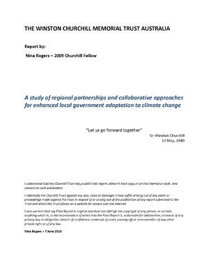 A Study of Regional Partnerships and Collaborative Approaches for Enhanced Local Government Adaptation to Climate Change