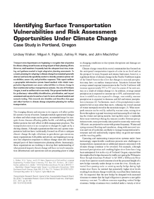 Identifying Surface Transportation Vulnerabilities and Risk Assessment Opportunities Under Climate Change: Case Study in Portland, Oregon