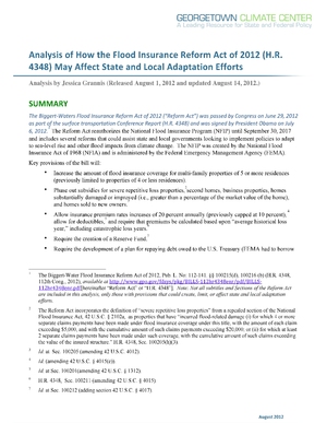 Analysis of the Flood Insurance Reauthorization and Reform Law (2012)