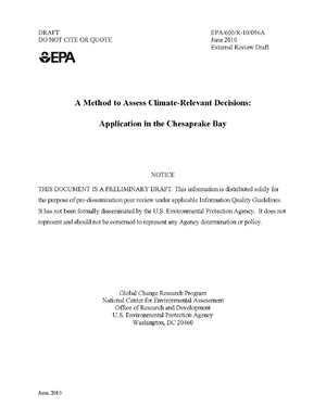 A Method to Assess Climate-Relevant Decisions: Applications in the Chesapeake Bay (External Review Draft)