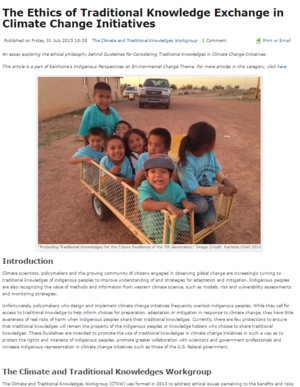 The Ethics of Traditional Knowledge Exchange in Climate Change Initiatives