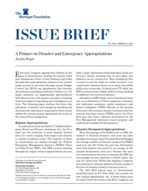 A Primer on Disaster and Emergency Appropriations