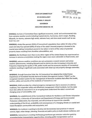 Connecticut Executive Order No. 50 - State Agencies Fostering Resilience Council