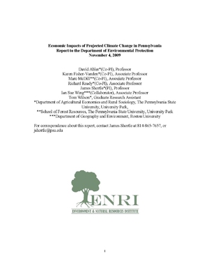 Economic Impacts of Projected Climate Change in Pennsylvania