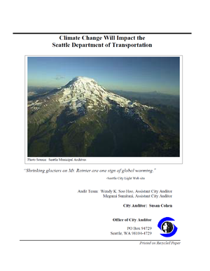 Report: &ldquo;Climate Change Will Impact the Seattle Department of Transportation&rdquo;