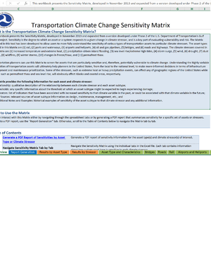 Transportation Climate Change Sensitivity Matrix