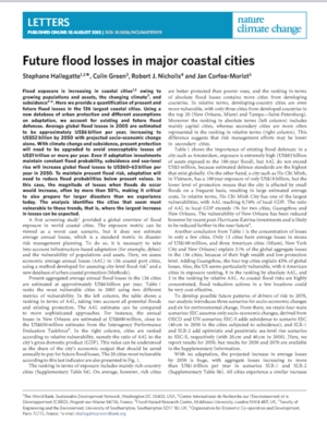Future Flood Losses in Major Coastal Cities