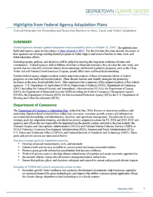 Georgetown Climate Center - Highlights from Federal Agency Adaptation Plans: Federal Strategies for Promoting and Removing Barriers to State, Local, and Tribal Adaptation