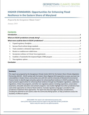 Higher Standards: Opportunities for Enhancing Flood Resilience in the Eastern Shore of Maryland