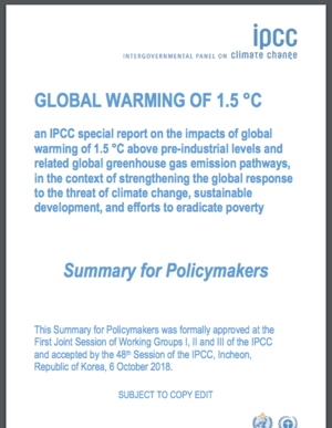 IPCC Special Report on Global Warming of 1.5&deg;C - Summary for Policymakers