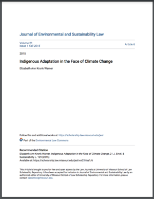 Indigenous Adaptation in the Face of Climate Change