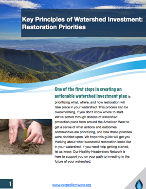Key Principles of Watershed Investment: Restoration Priorities