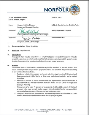 Norfolk Special Service District Policy for Flood Protection