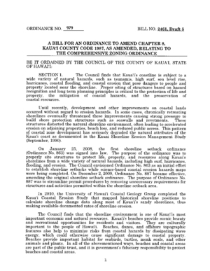 Kaua’i Shoreline Setback Ordinance (No. 979, Bill 2461, 2014)