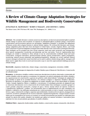 A Review of Climate-Change Adaptation Strategies for Wildlife Management and Biodiversity Conservation