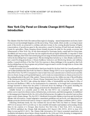 Building the Knowledge Base for Climate Resiliency: New York City Panel on Climate Change 2015 Report
