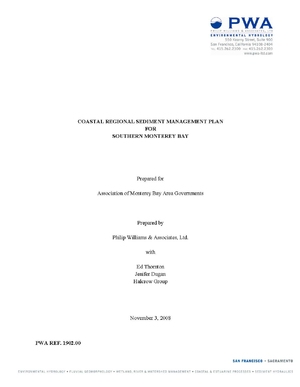 Coastal Regional Sediment Management Plan for Monterey Bay, California - Protection of Highway 1