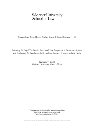Assessing the Legal Toolbox for Sea Level Rise Adaptation in Delaware: Options and Challenges for Regulators, Policymakers, Property Owners, and the Public