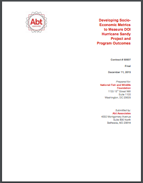 Developing Socio-Economic Metrics to Measure DOI Hurricane Sandy Project and Program Outcomes