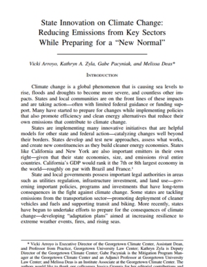 State Innovation on Climate Change: Reducing Emissions from Key Sectors While Preparing for a &ldquo;New Normal&rdquo; (GCC)