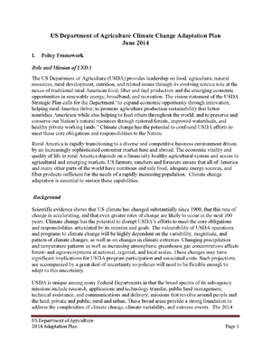 USDA 2014 Climate Change Adaptation Plan