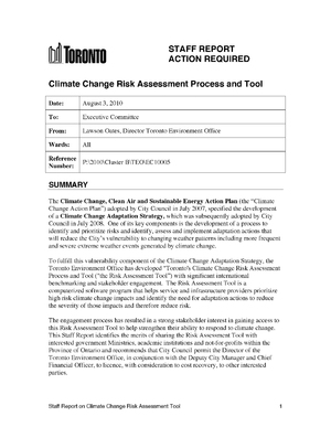 City of Toronto (Ontario, Canada) Climate Change Risk Assessment Tool