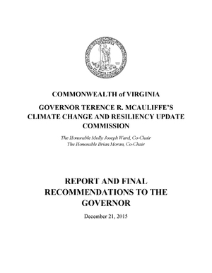 Virginia Climate Change and Resilience Commission Report to the Governor