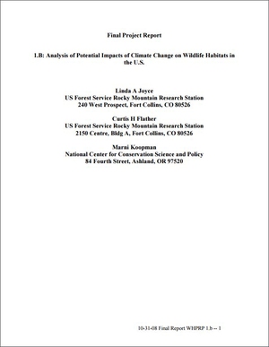 Analysis of Potential Impacts of Climate Change on Wildlife Habitat in the U.S.